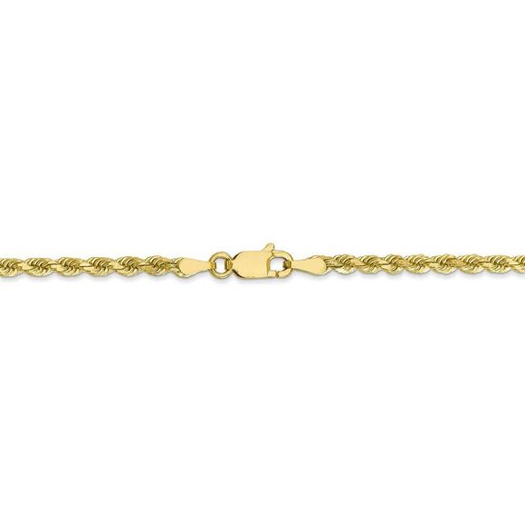 2.75mm 10k Yellow Gold Solid Diamond Cut Rope Chain Bracelet, 7 Inch